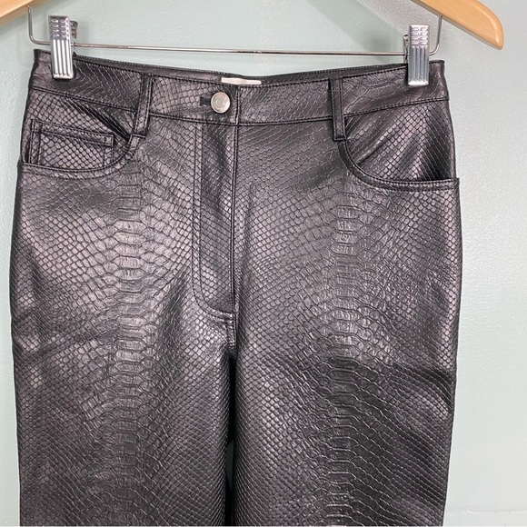 Aritzia Wilfred Melina Pant Snakeskin Croc Faux Vegan Leather Pants Ankle Sz 4 - Picture 2 of 7